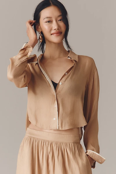 Maeve Long-Sleeve Silky Buttondown Shirt
