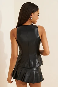 Dolan Flare Bottom Vegan-Leather Vest