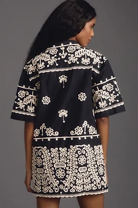 Maeve Short-Sleeve Collared Mini Shirt Dress