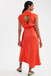 Maeve Open-Back Wrap Midi Dress