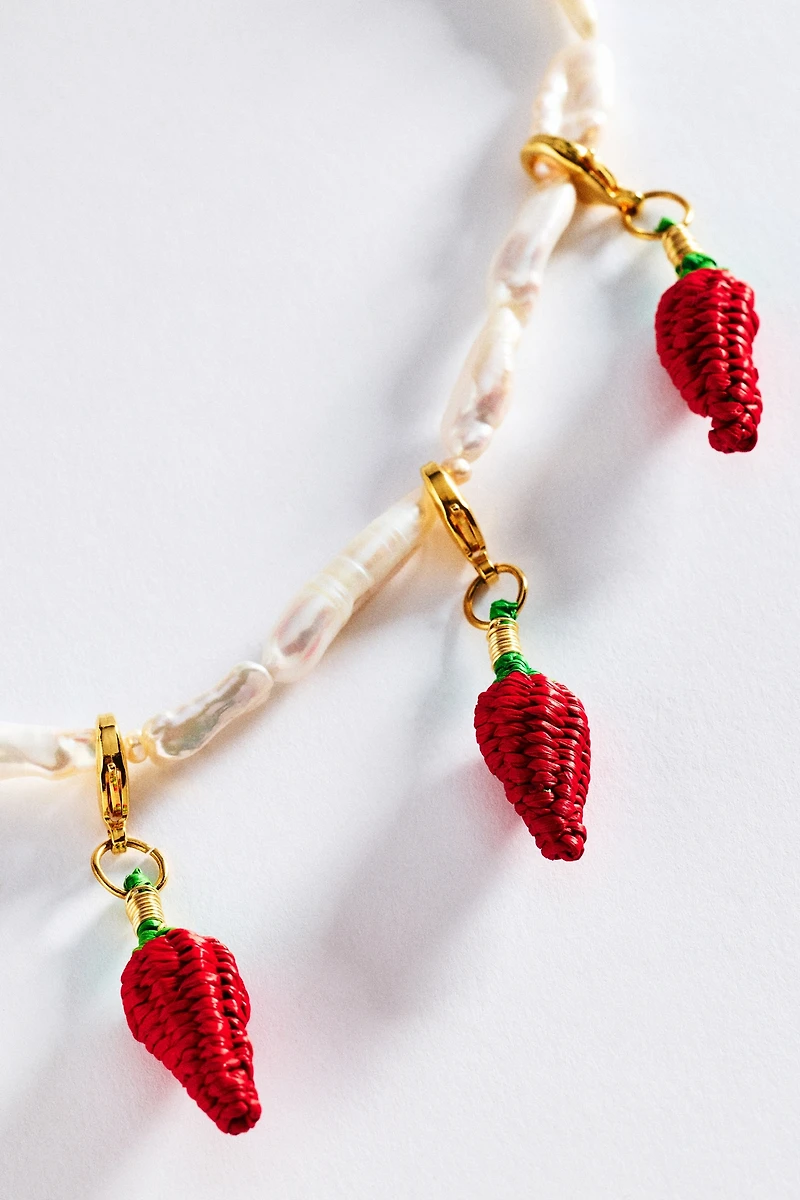 Bamboleira Spicy Chili Pearl Charm Necklace