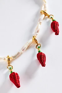 Bamboleira Spicy Chili Pearl Charm Necklace