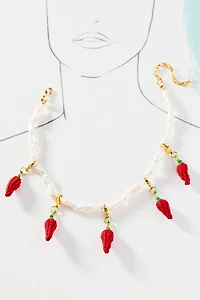 Bamboleira Spicy Chili Pearl Charm Necklace