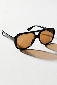 By Anthropologie Flat-Top Curved Aviator Sunglasses