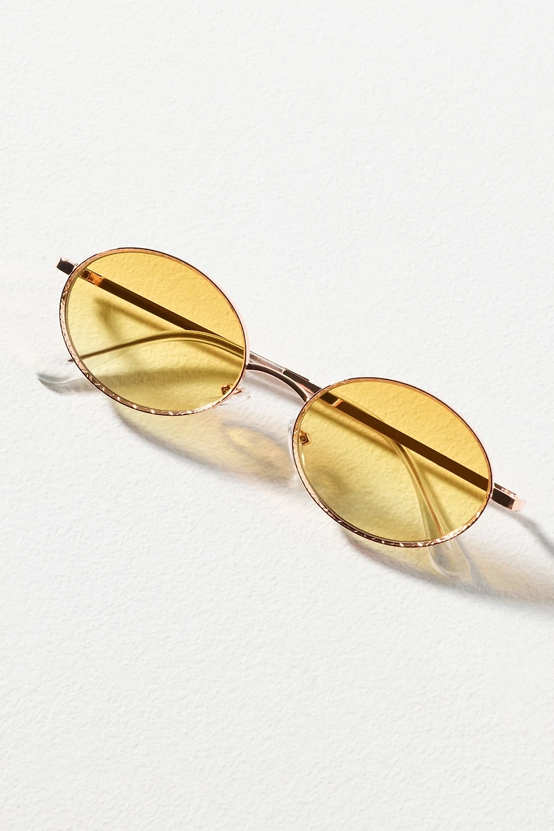 By Anthropologie Brushed Metal Oval Sunglasses
