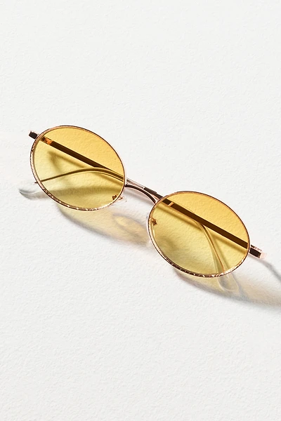 By Anthropologie Brushed Metal Oval Sunglasses