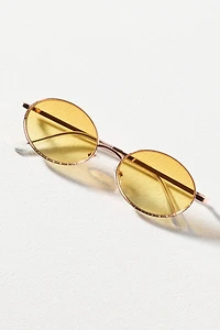 By Anthropologie Brushed Metal Oval Sunglasses