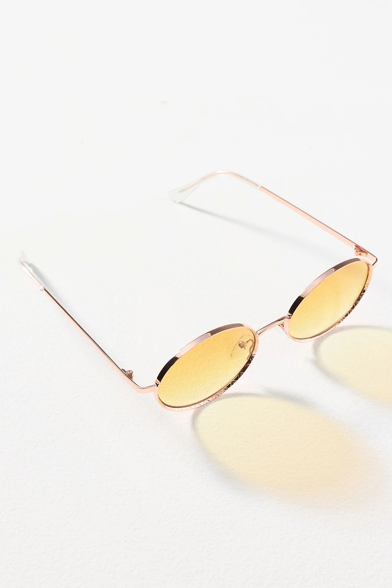By Anthropologie Brushed Metal Oval Sunglasses