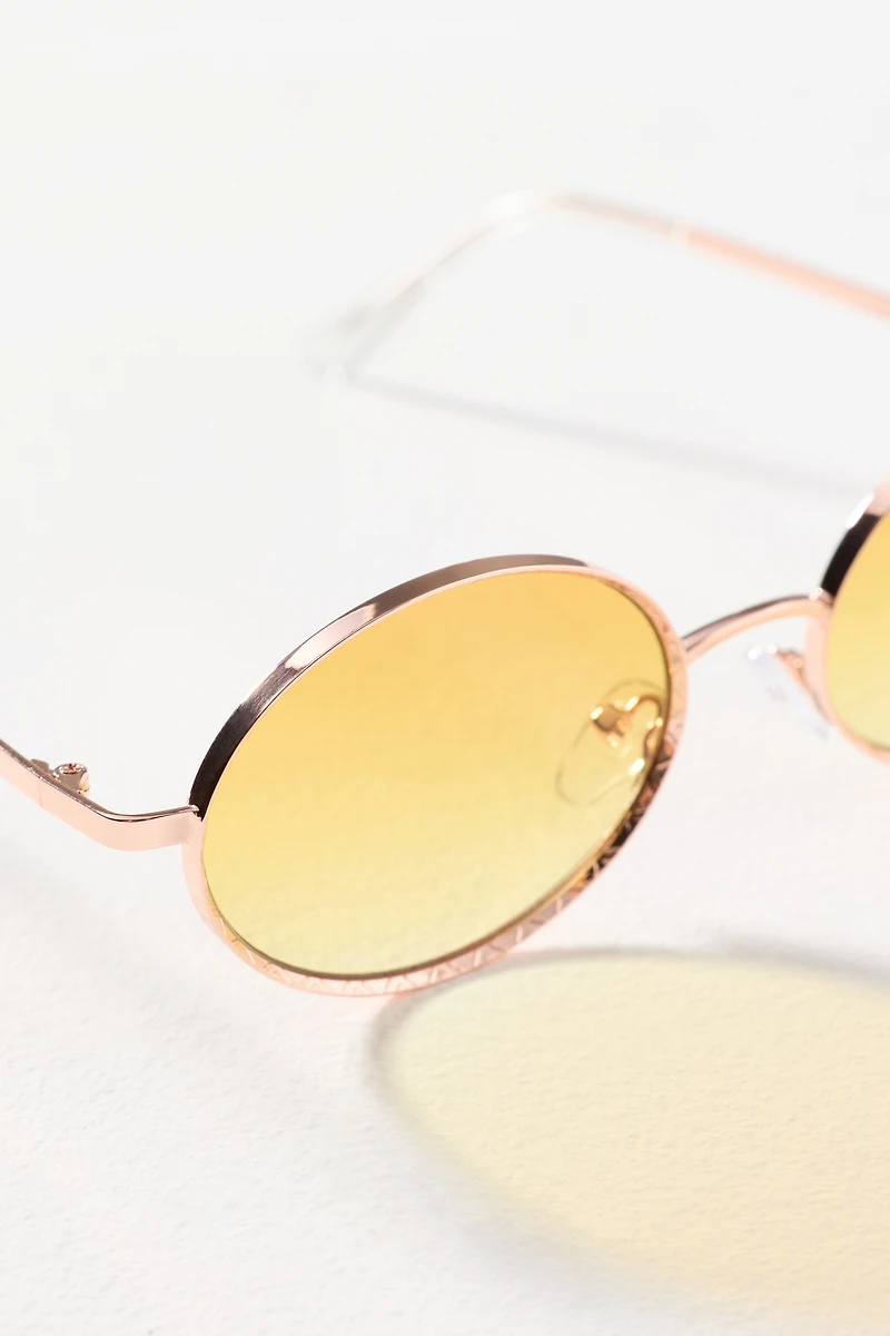 By Anthropologie Brushed Metal Oval Sunglasses