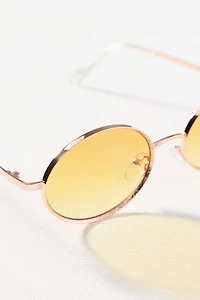 By Anthropologie Brushed Metal Oval Sunglasses
