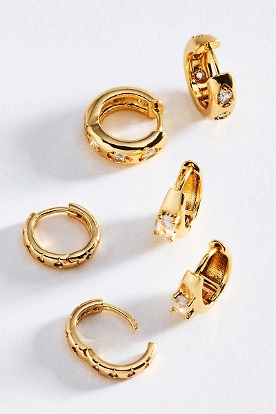 Crystal Huggie Hoops, Set of 3