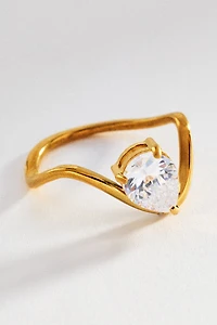 Solitaire Gemstone Water-Resistant Squiggle Ring