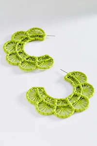 Woven Rattan Hoop Earrings