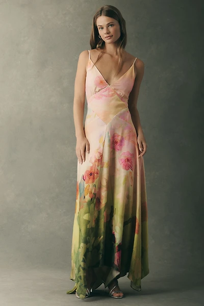 BHLDN V-Neck Satin Maxi Dress