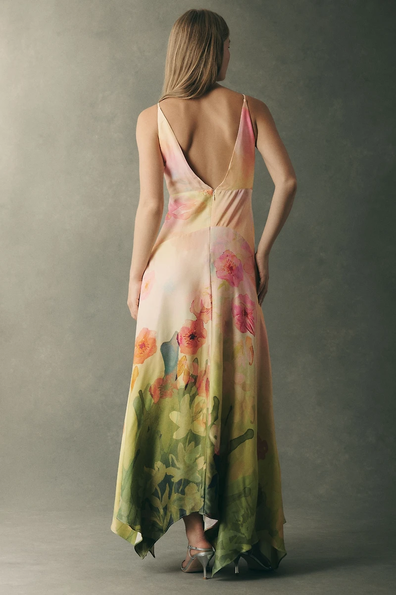 BHLDN V-Neck Satin Maxi Dress