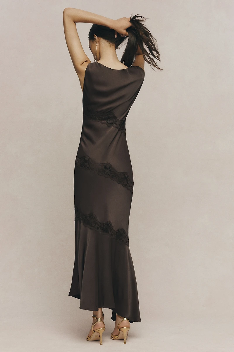 BHLDN Cap-Sleeve Satin Maxi Dress