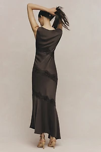 BHLDN Cap-Sleeve Satin Maxi Dress