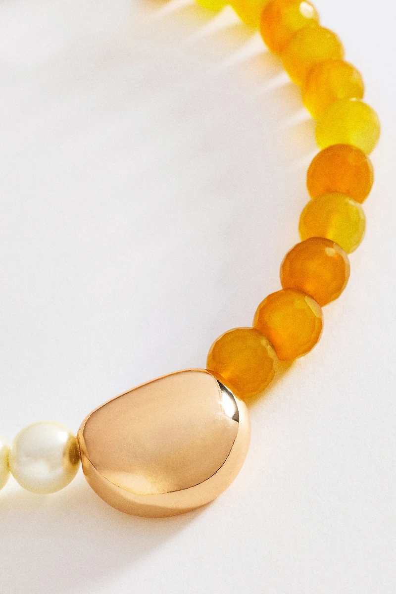 Two-Tone Beaded Pearl Necklace