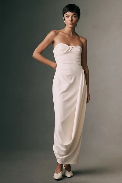 BHLDN Strapless Draped Maxi Dress