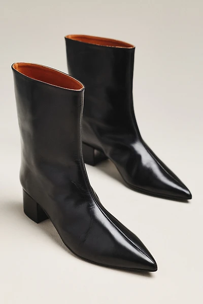 Maeve Leather Pointed-Toe Block Heel Boots