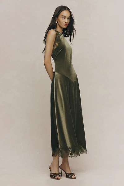 BHLDN Short-Sleeve Velvet Maxi Dress