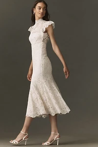 BHLDN Lace Fit-and-Flare Midi Dress