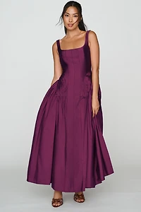 BHLDN Basque Waist Square-Neck Maxi Dress
