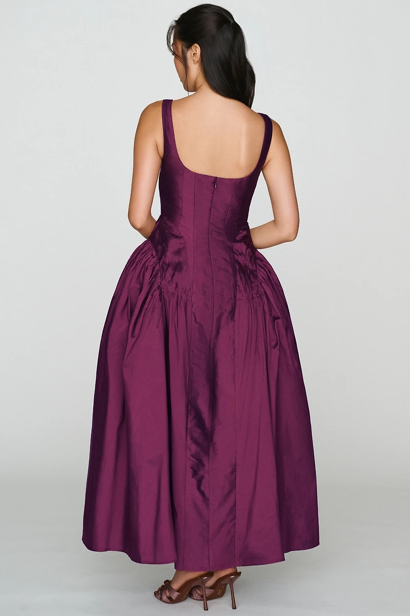 BHLDN Basque Waist Square-Neck Maxi Dress