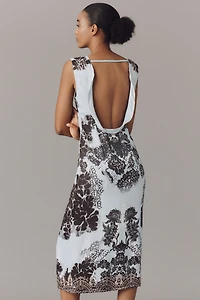 Cowl-Neck Low-Back Midi Dress