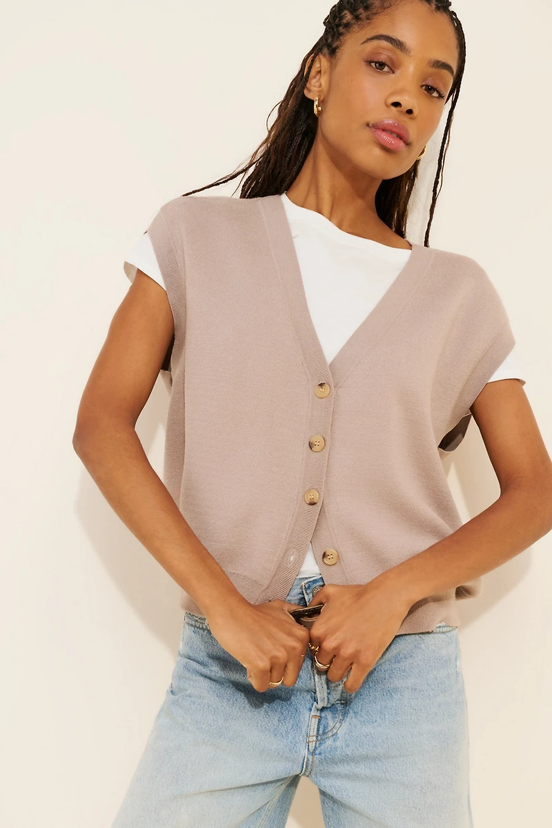 Maeve Slouchy Cardigan Sweater Vest