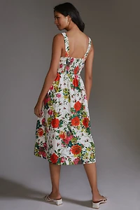 Floral A-Line Midi Dress