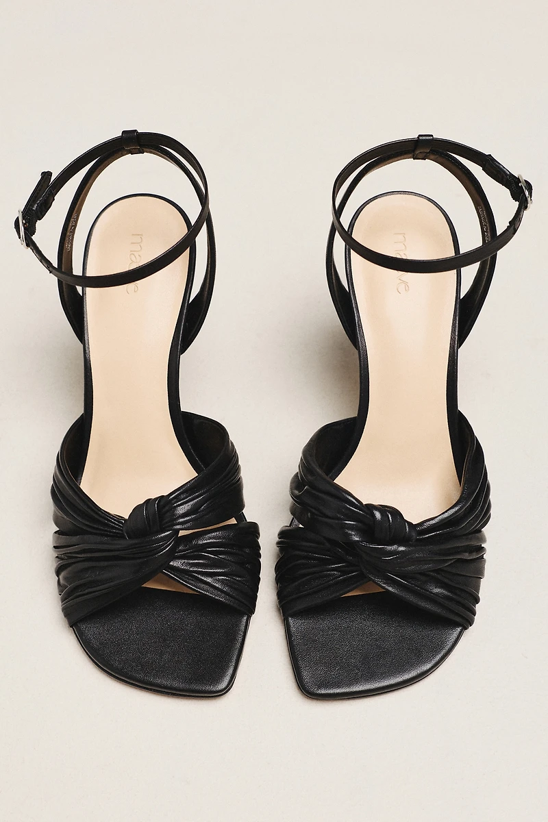 Maeve Leather Cross Ankle-Strap Heeled Sandals