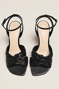 Maeve Leather Cross Ankle-Strap Heeled Sandals