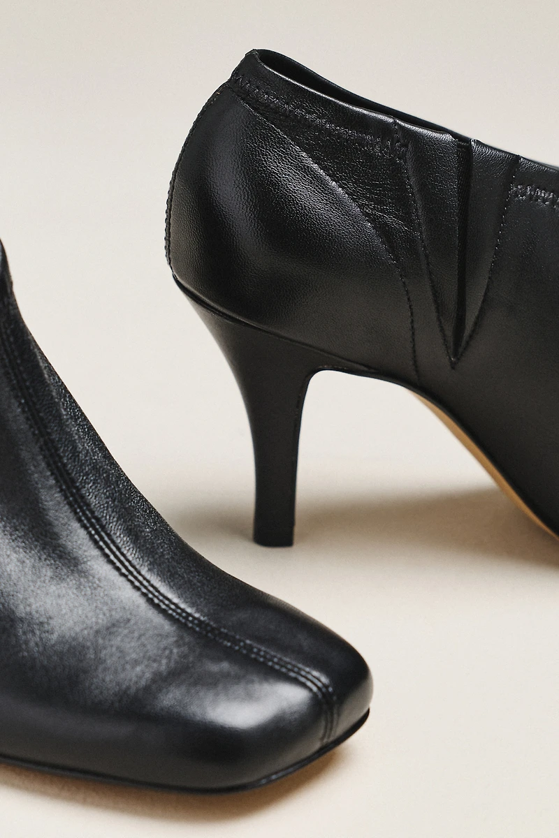 Maeve Square-Toe Leather Booties