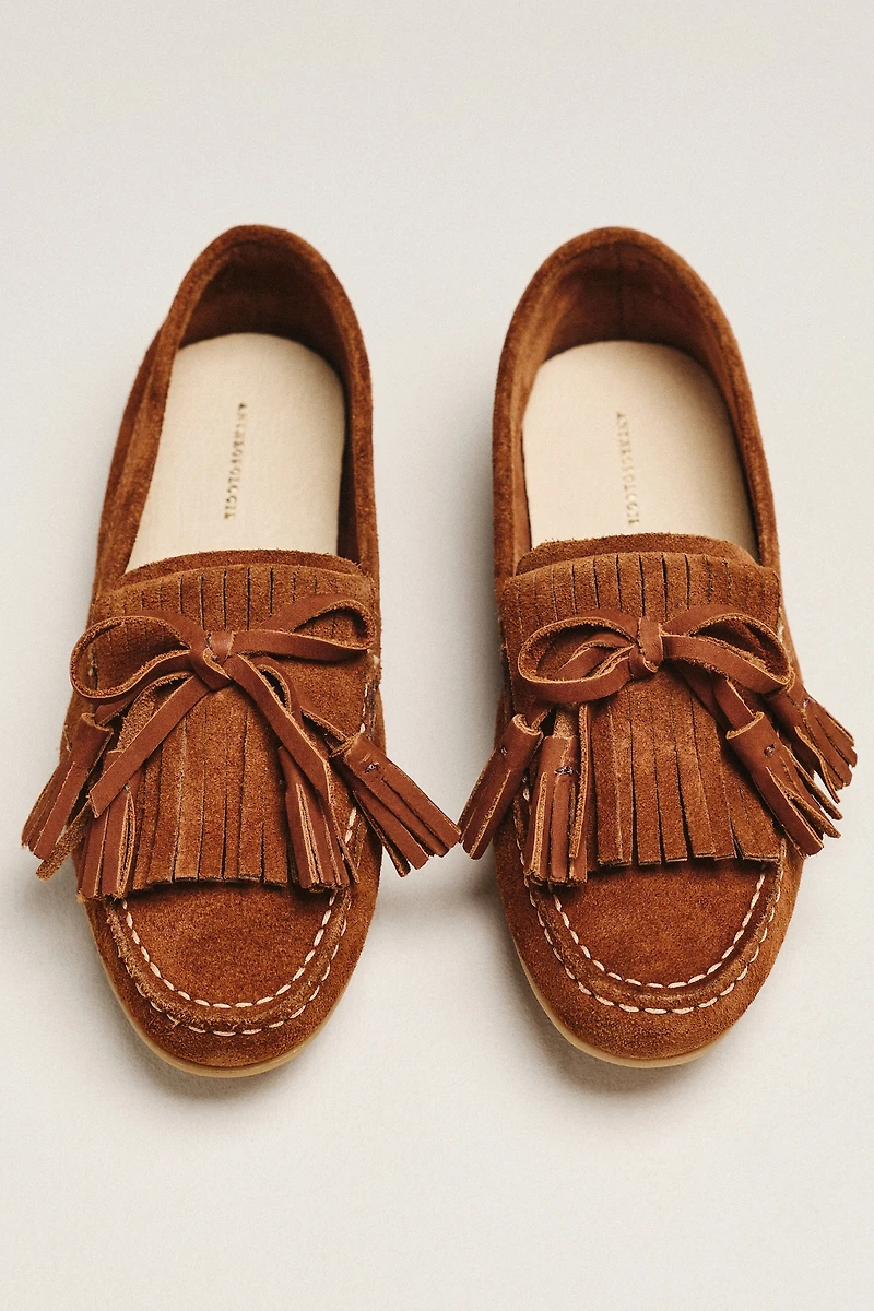 By Anthropologie Tassel Suede Moccasins