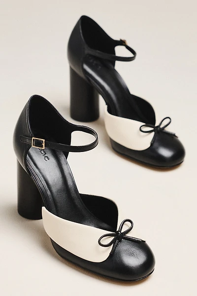 Maeve Leather Collar Ankle-Strap Heels