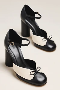 Maeve Leather Collar Ankle-Strap Heels