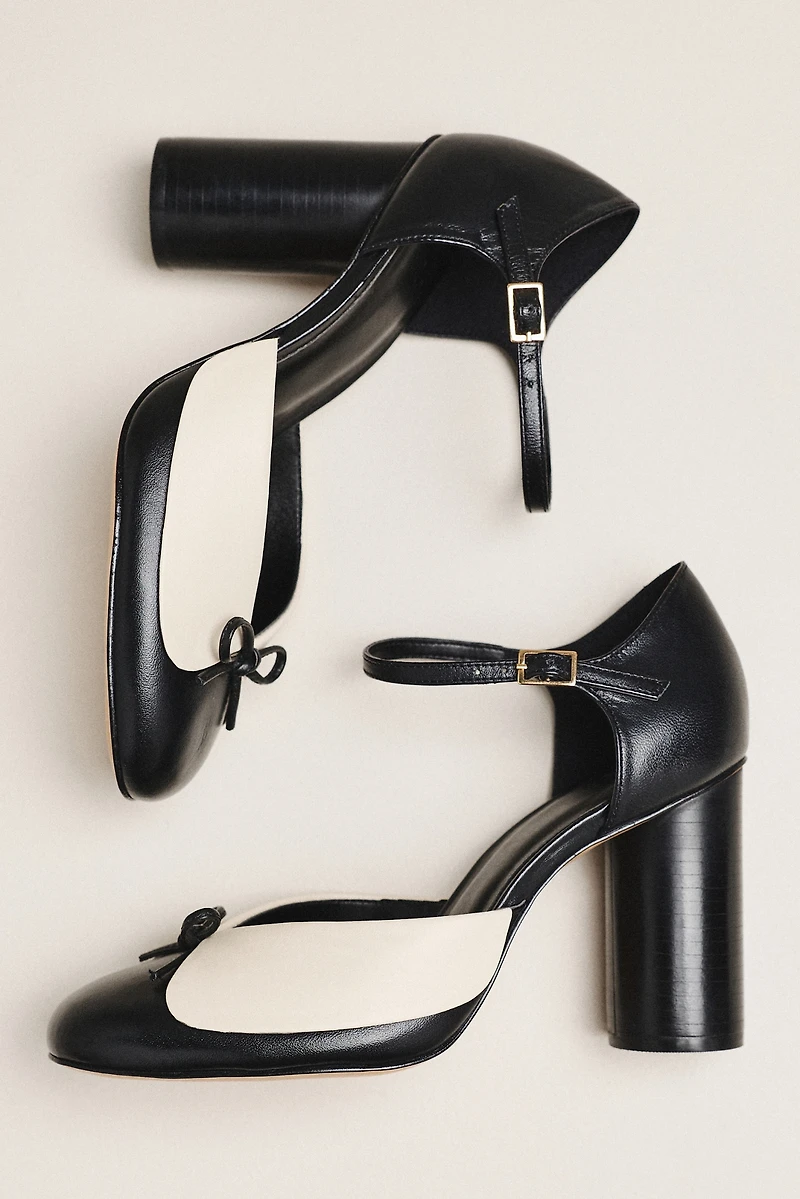Maeve Leather Collar Ankle-Strap Heels
