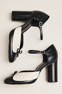 Maeve Leather Collar Ankle-Strap Heels