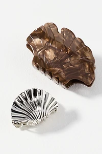 Resin and Metal Shell Hair Claw Clips, Set of 2