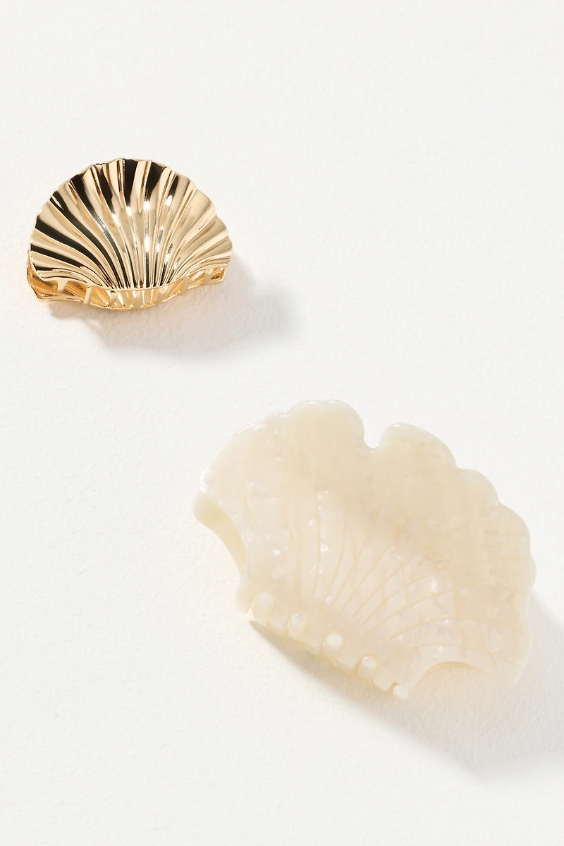 Resin and Metal Shell Hair Claw Clips, Set of 2