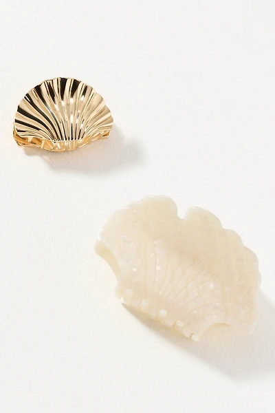 Resin and Metal Shell Hair Claw Clips, Set of 2