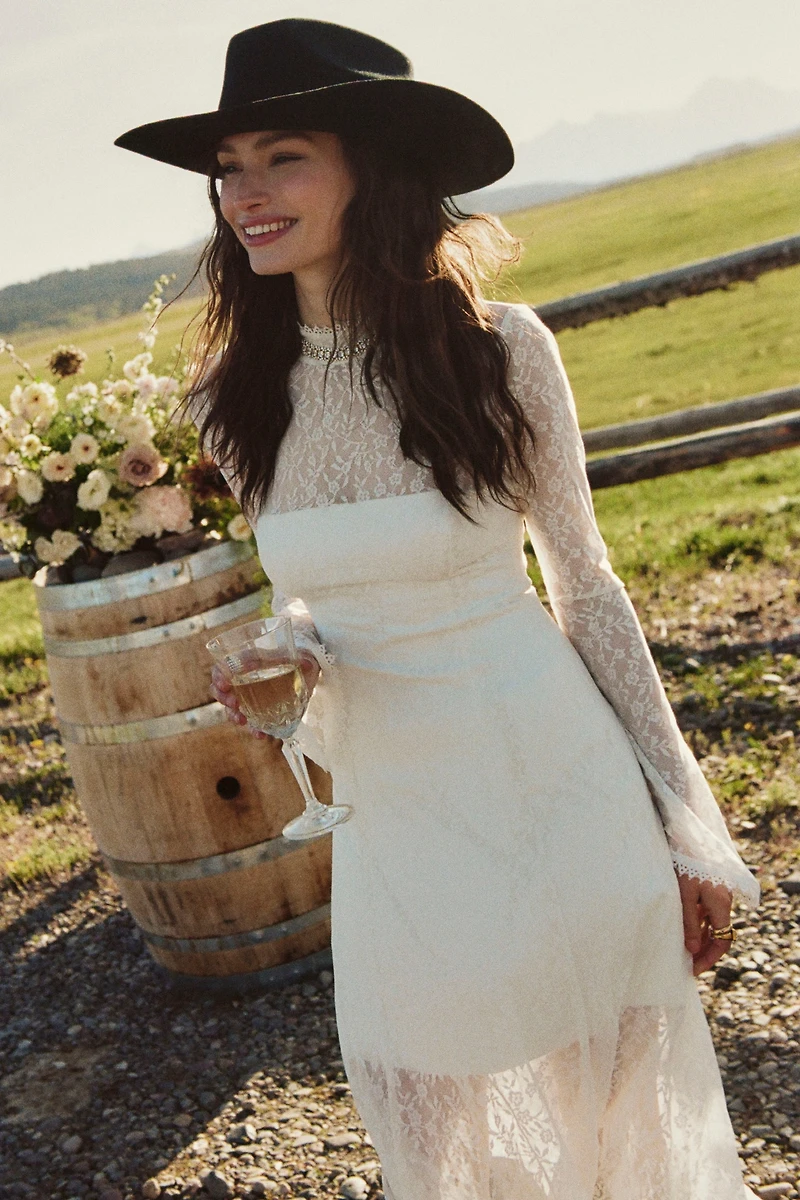 BHLDN Long-Sleeve Lace Maxi Dress