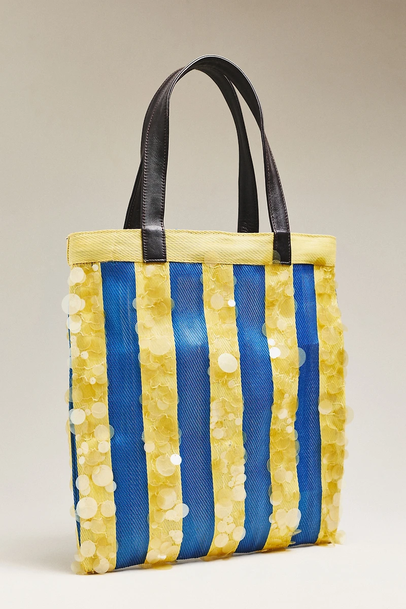 Chan Luu Striped Sequin Market Tote Bag