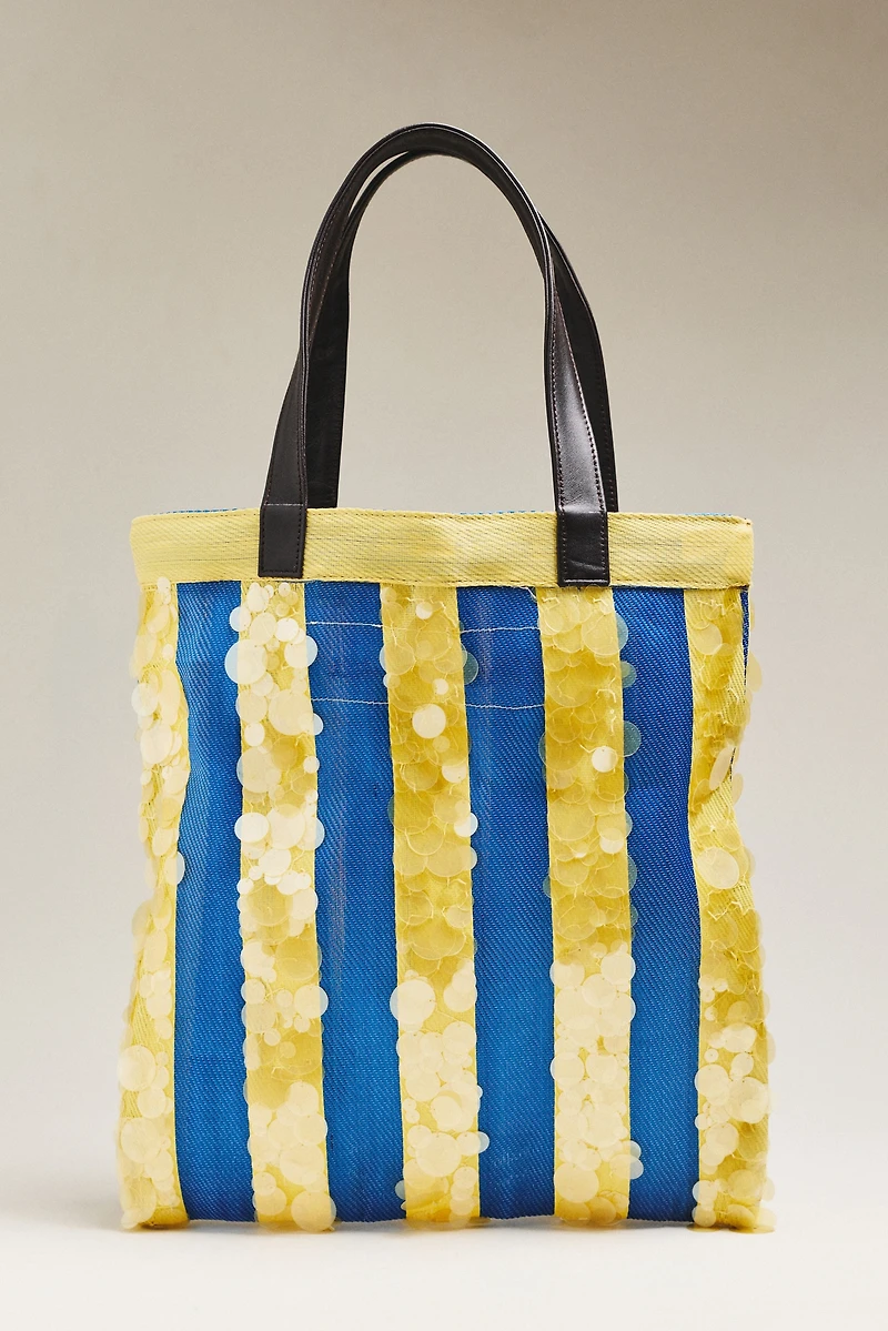 Chan Luu Striped Sequin Market Tote Bag