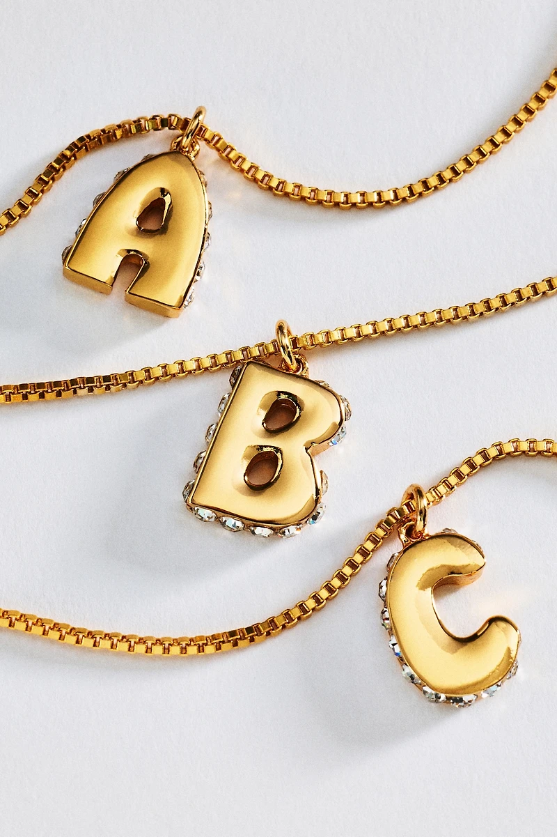 Crystal Initial Pendant Necklace