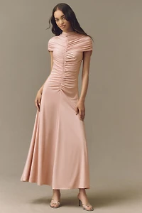 Siempre Micro-Cape Jersey Maxi Dress