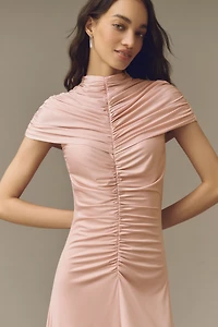Siempre Micro-Cape Jersey Maxi Dress