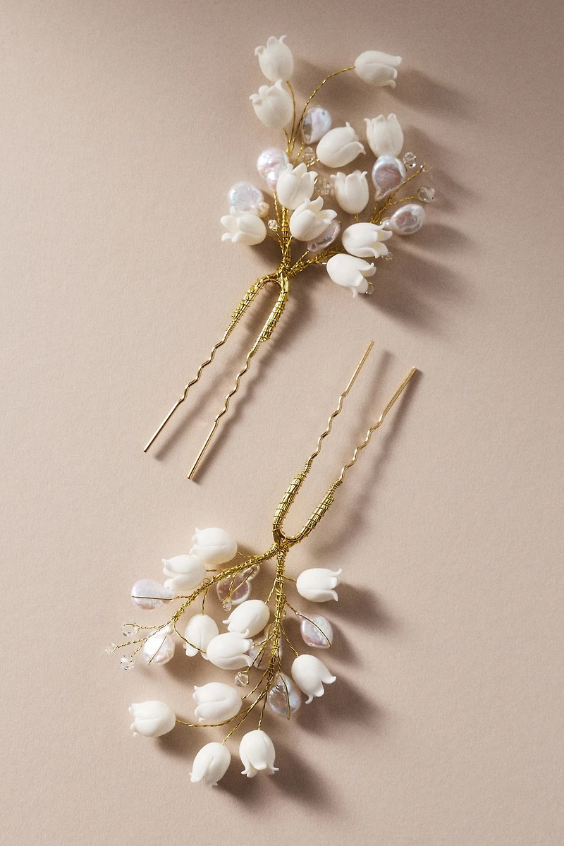 Twigs & Honey Lily of the Valley Hair Pins, Set of 2