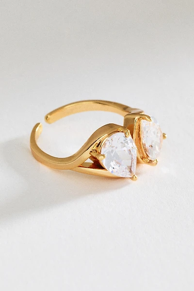 Double Pear-Cut Crystal Ring